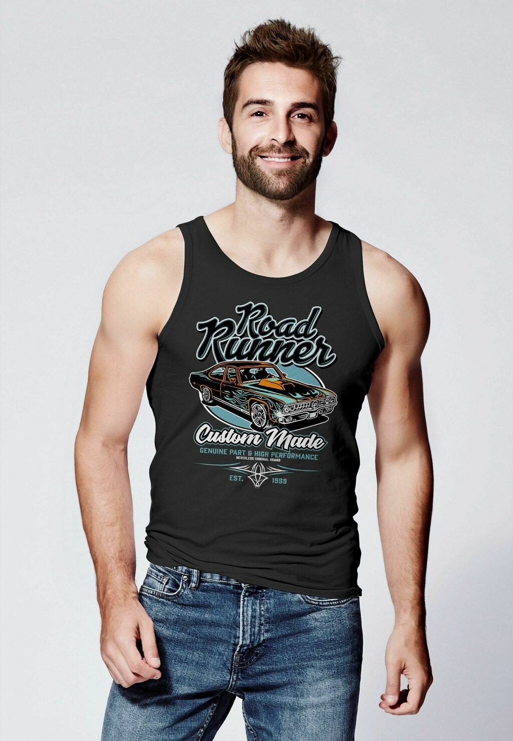

Топ TANK- ROADRUNNER AMERICAN MUSCLE CAR TUNING RETRO SPO Neverless, черный