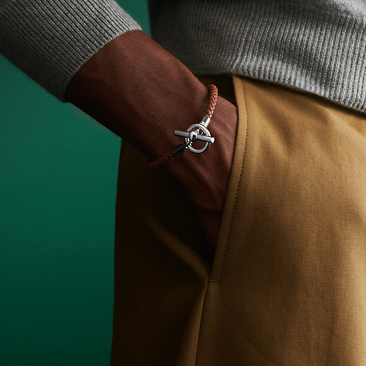 Аксессуар из телячьей кожи Glenan H унисекс HERMES, золотой — фото 3