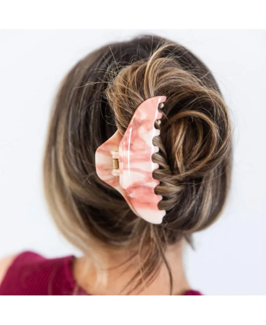 Headbands of Hope Большой зажим-крабик - Пыльно-розовый мрамор — фото 2