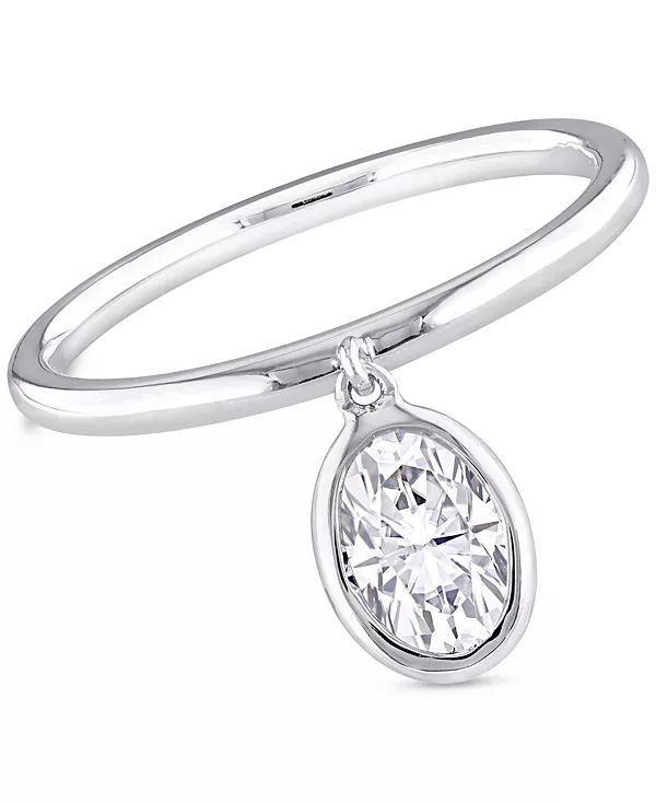 

Кольцо с подвеской овальной формы с муассанитом (1 карат) из стерлингового серебра Macy'S, silver