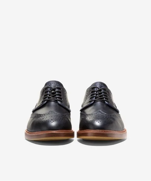 Мужские оксфорды wingtip со швом storm welt и FlexCraft Cole Haan синие — фото 3
