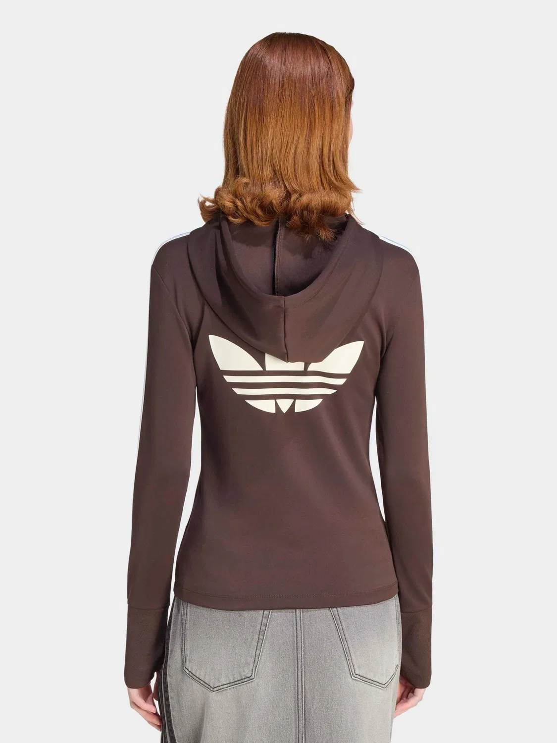 Худи с капюшоном, три полоски, adidas Originals, коричневый — фото 2