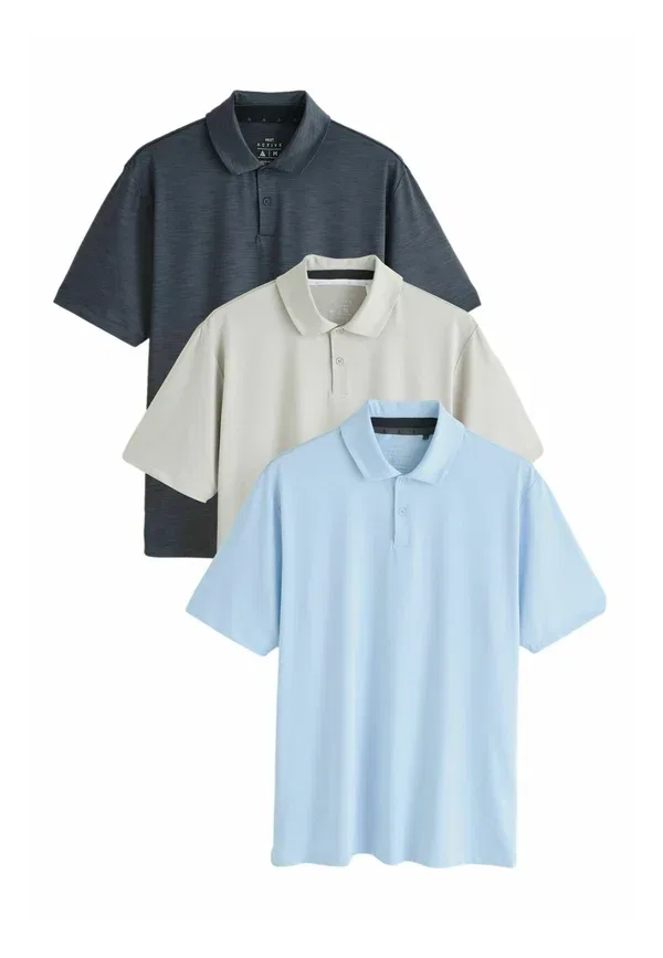 Комплект из 3 поло с коротким рукавом, модель Polo Shirt, Next, Charcoal Blue, Orange, синий/оранжевый