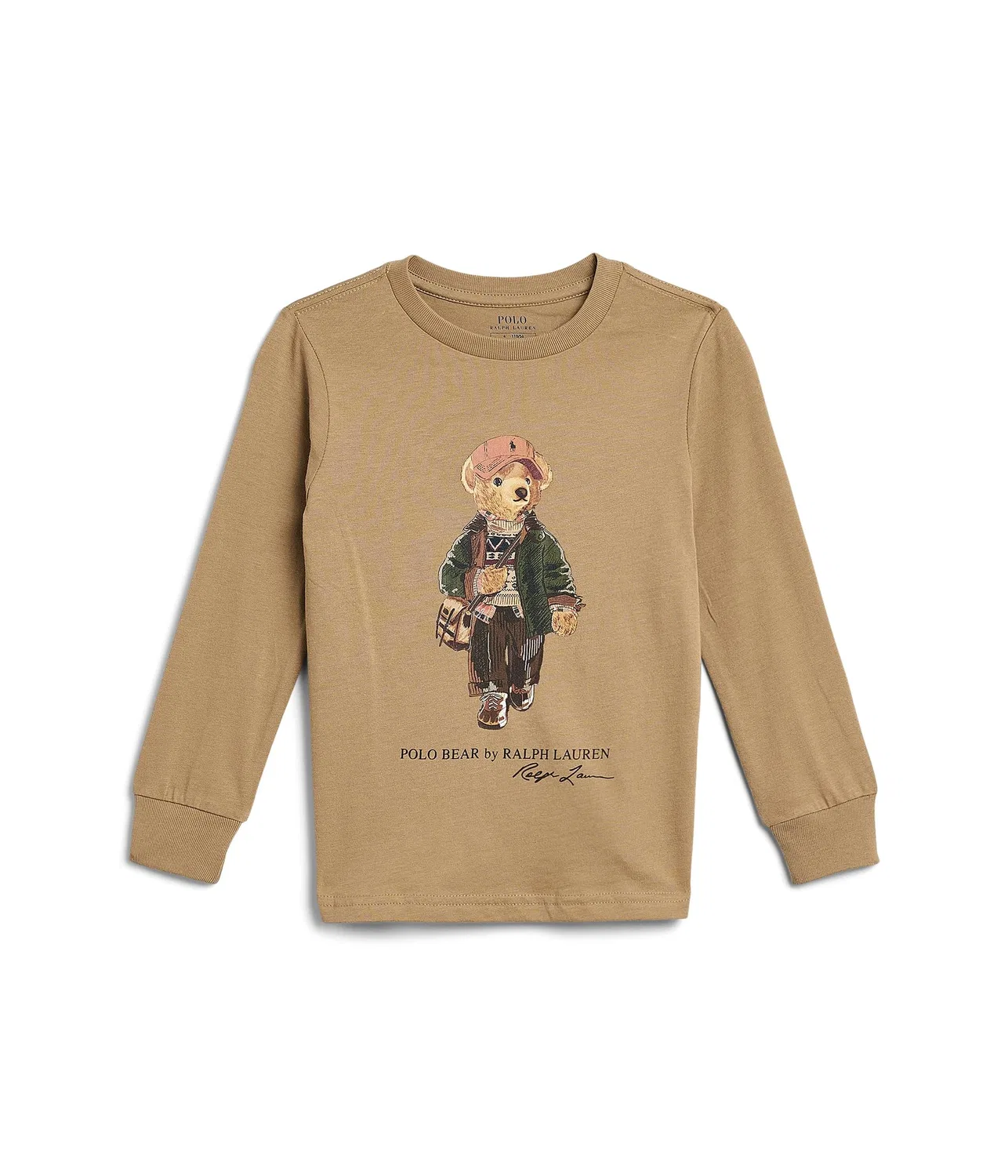 Хлопковая футболка с длинным рукавом Polo Bear (для малышей/детей младшего возраста) Polo Ralph Lauren Kids, Camel
