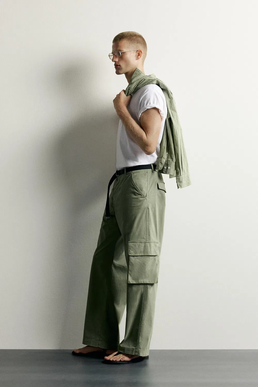 Брюки-карго свободного кроя ZARA, Green — фото 4