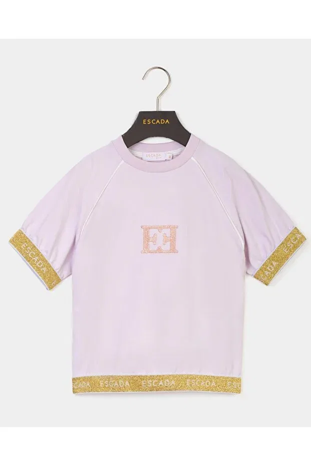Детские свитшот с коротким рукавом Stripe detailed short sleeve children's sweatshirt Escada, Powder