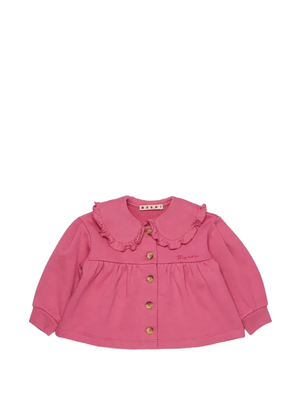 Куртка с оборками и вышитым логотипом Marni Kids, розовый