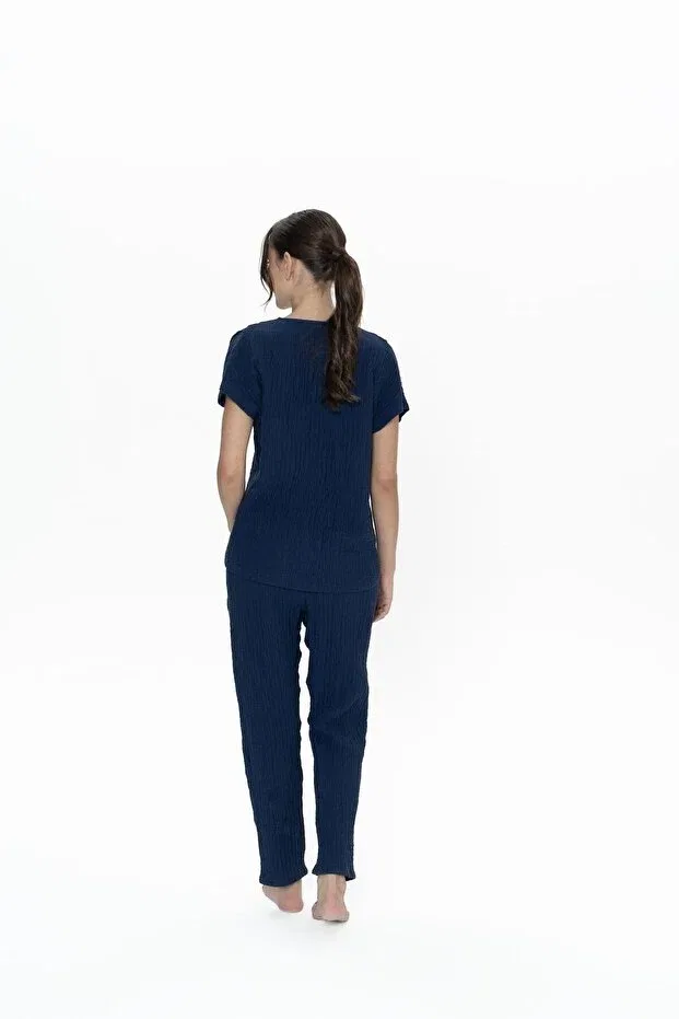 Женский пижамный комплект с коротким рукавом Halloween U.S. Polo Assn., Navy Blue — фото 4