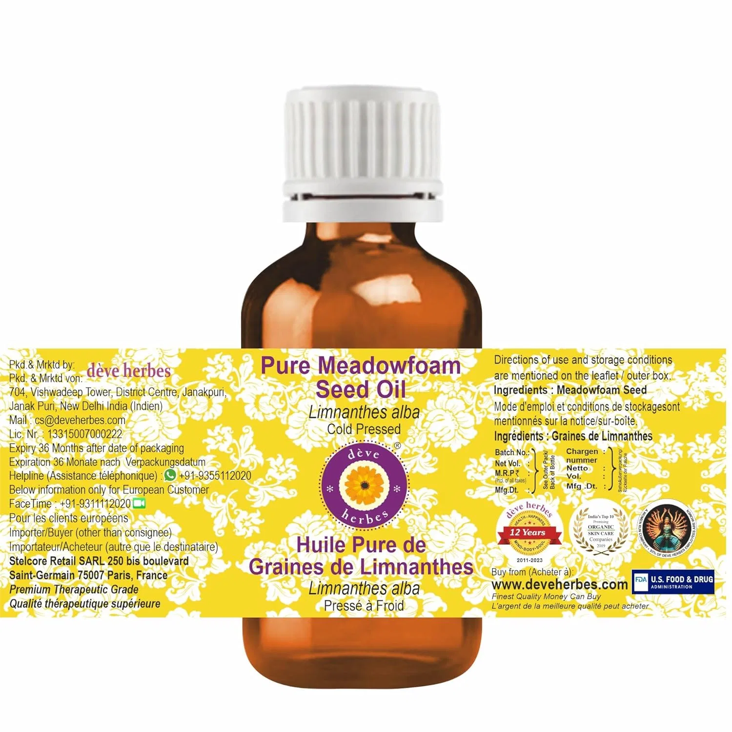 Масло для лица Meadowfoam Seed Oil, Deve Herbes, 30 мл — фото 2