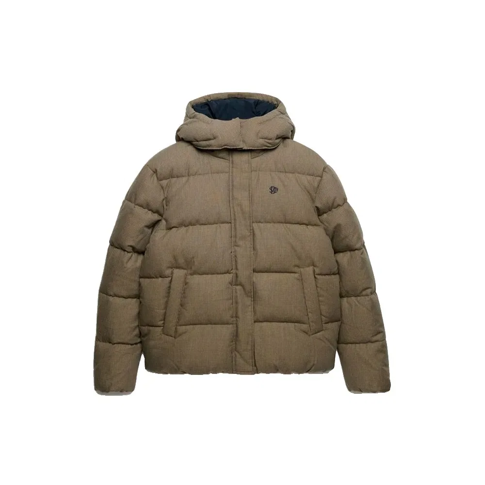 Женский стеганый пуховик с капюшоном Premium Check Superdry, Green — фото 3