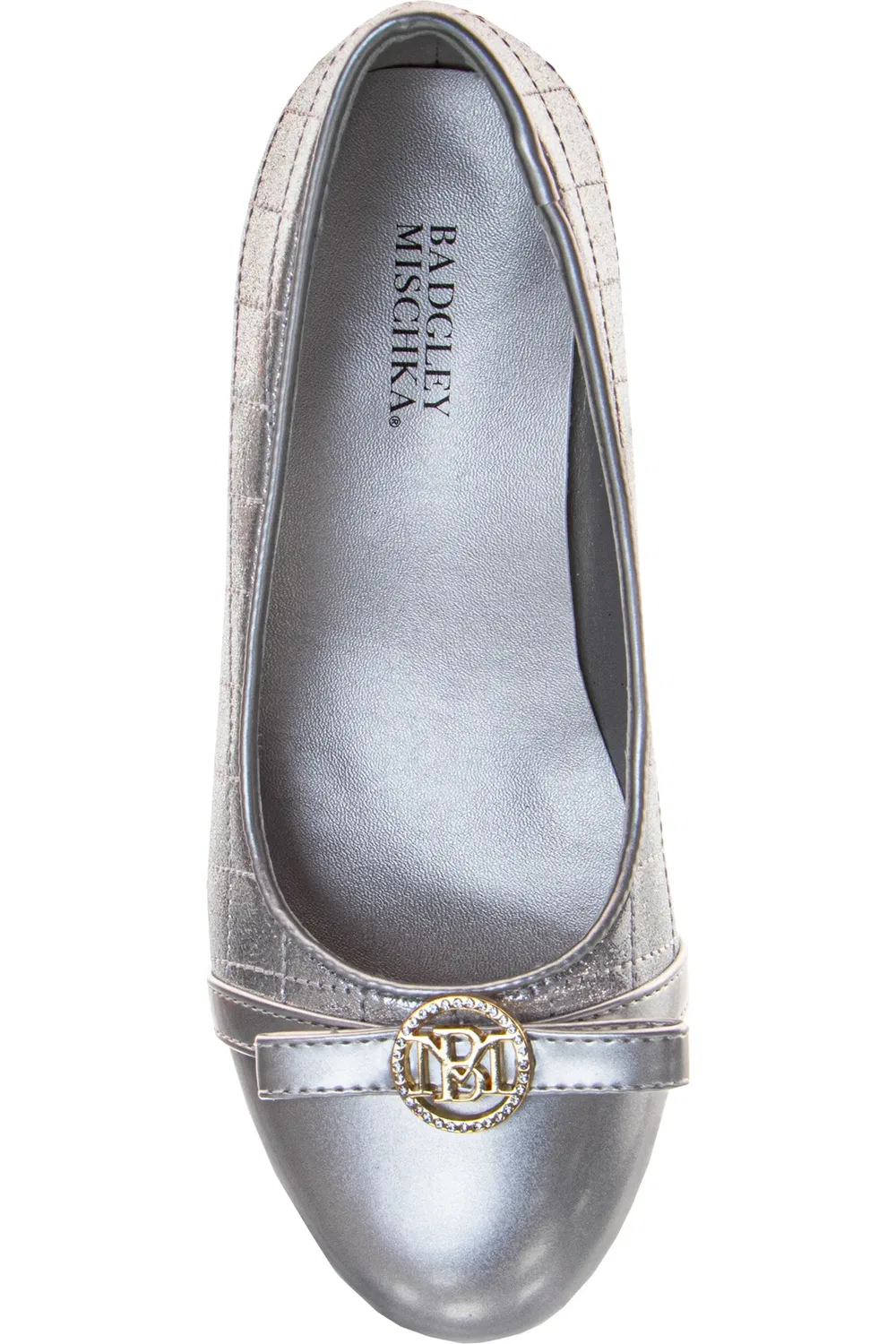 Детские туфли лодочки с геометрической стежкой Badgley Mischka Collection, Silver — фото 4