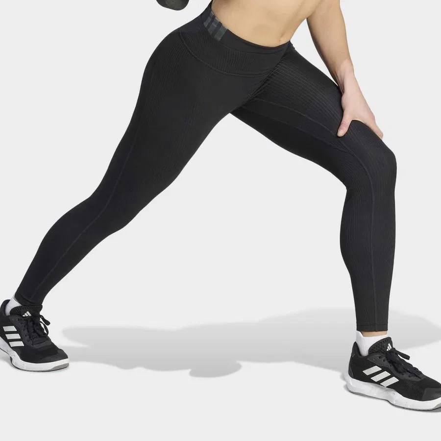 Женские спортивные леггинсы с ребристой текстурой All Me Rib adidas, Черный — фото 3