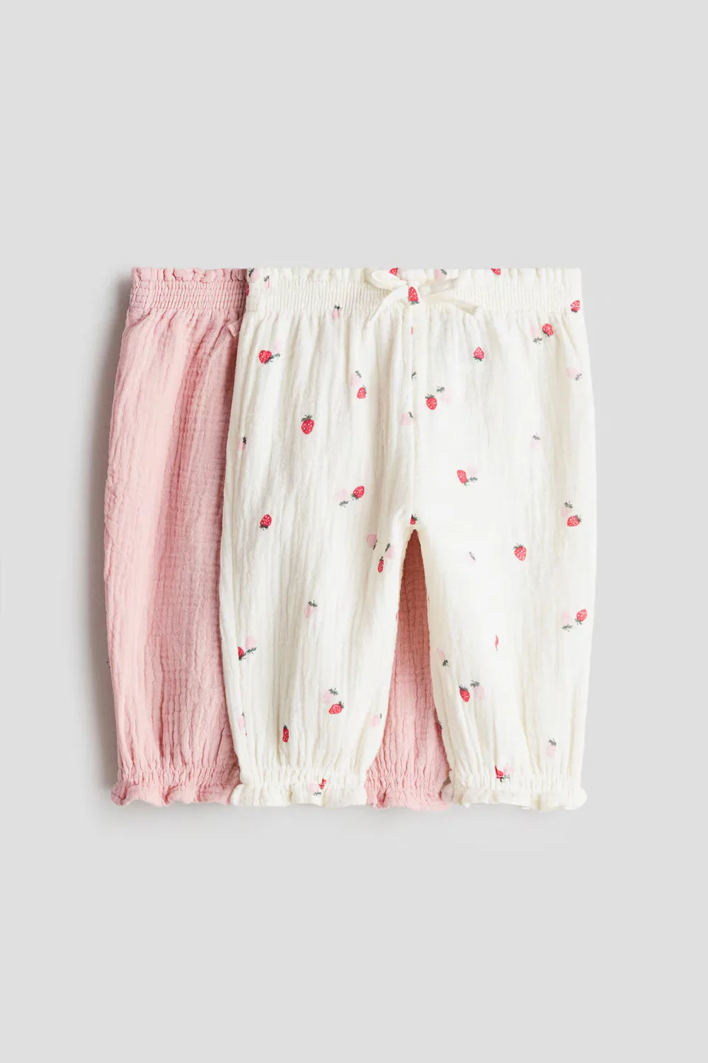 Комплект из двух брюк из хлопчатобумажной ткани H&M, Weiß/Erdbeeren