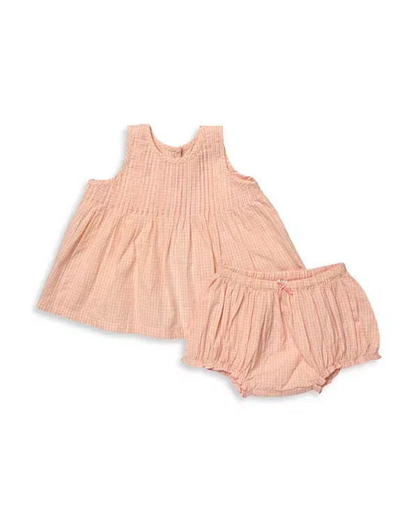 Детский комплект для девочек с принтом Jaipur Top & Diaper Cover Set Pink Chicken, Pink Gingham