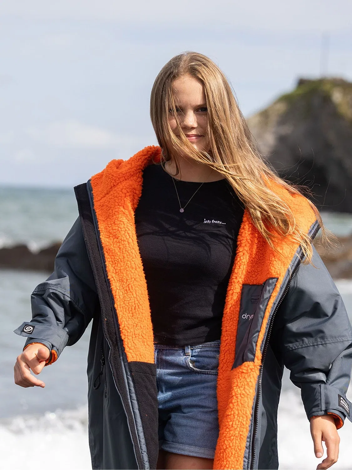 Переодевальный халат dryrobe Advance Kids, серый