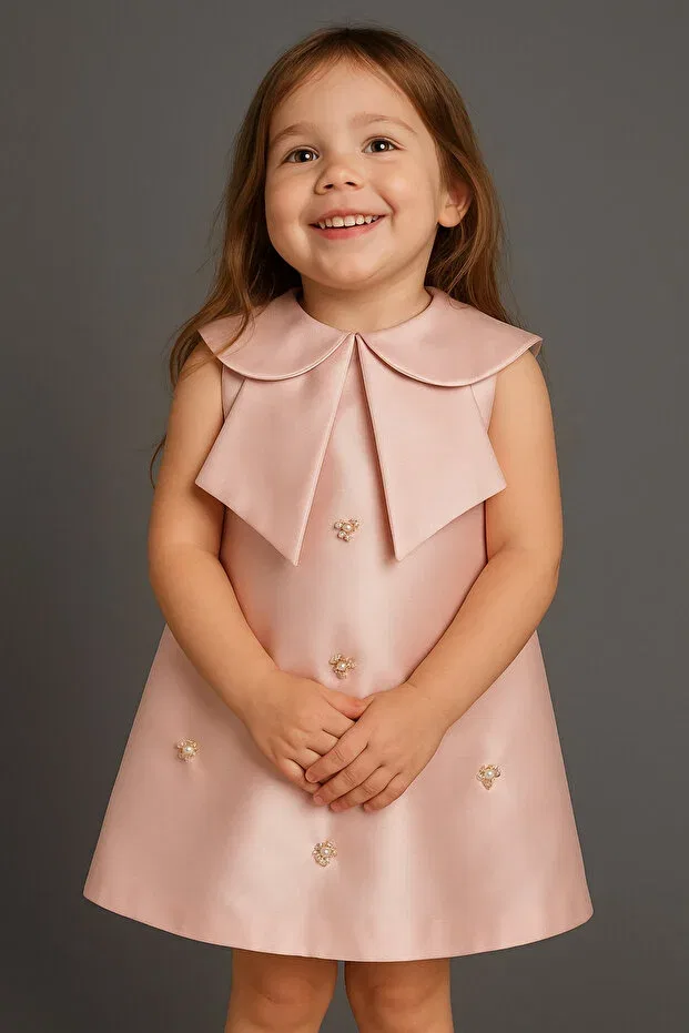 Детское платье для девочек с пайетками Pearl Embroidered Girls' Dress Melek Golden, Budra — фото 2