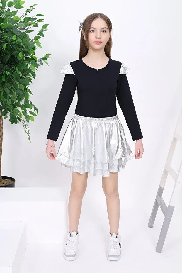 Детский спортивный костюм для девочек хлопковый Ballerina Set With Sleeve Detail Toontoy, Gray Melange — фото 3