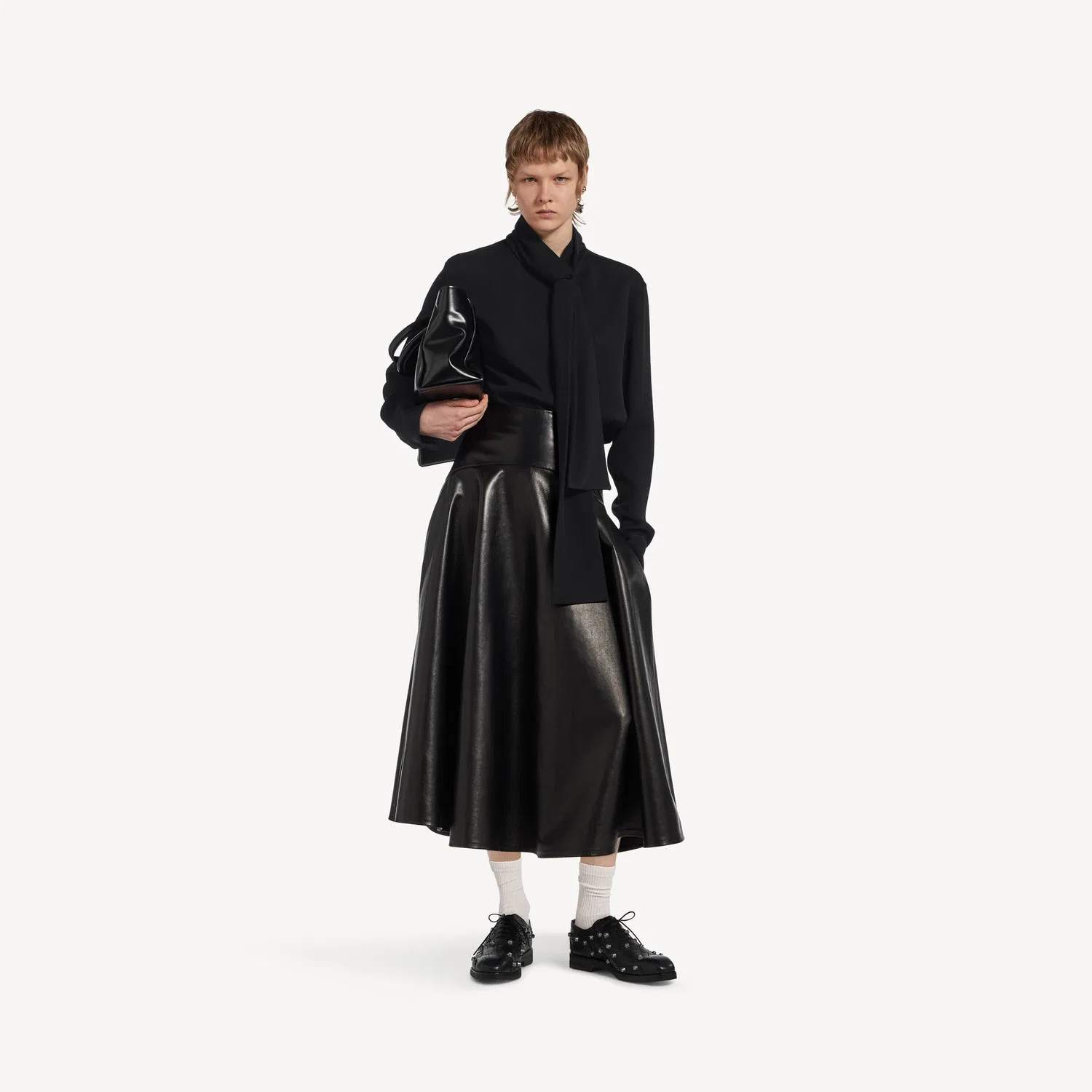 Женская рубашка из шелкового крепа Balenciaga, черный — фото 2