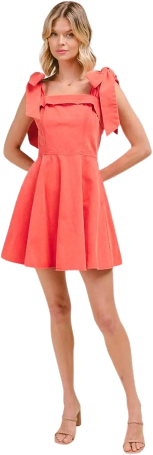 Женское мини-платье с бантами A-line Orange, Orange