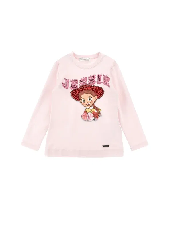 Футболка с принтом Reg tee jessie - long sleeved top Monnalisa, rosa antico, розовый
