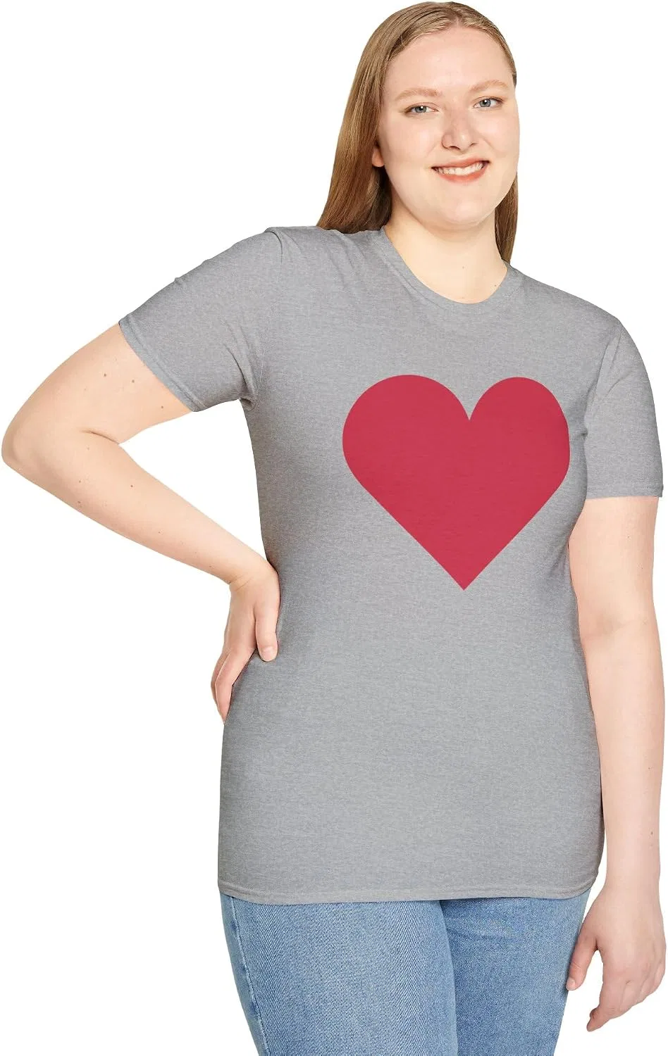 Мужская футболка с принтом Red Heart Graphic, серый меланж — фото 2