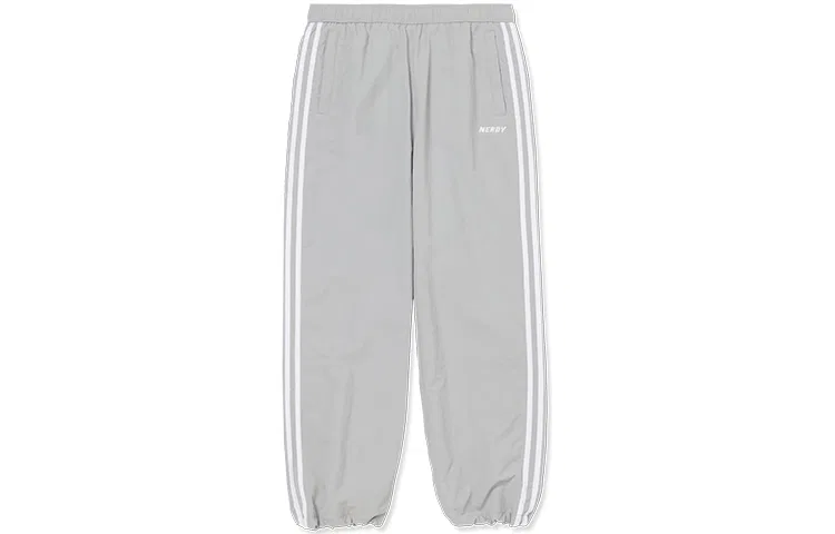 Детские спортивные штаны из трикотажа с принтом Nerdy, Light Gray