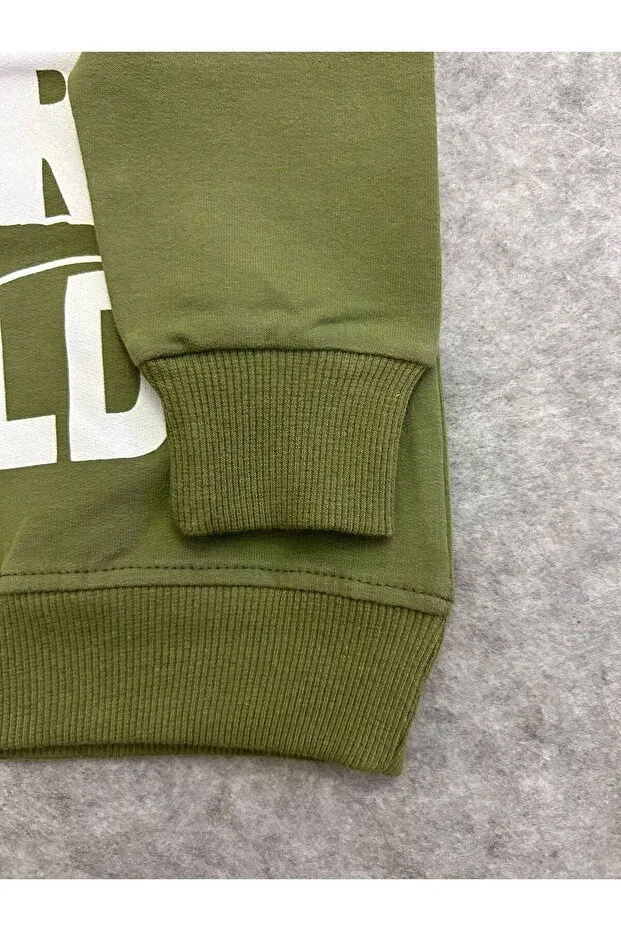 Детские свитшот для мальчиков с принтом Dinosaur Printed Sweat Paty Kids, Haki — фото 4