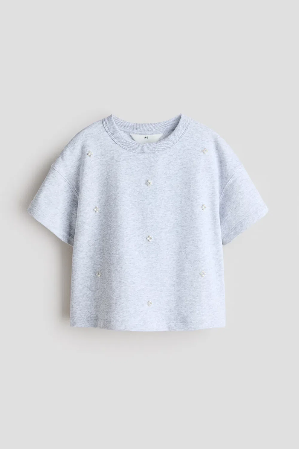 Футболка с рисунком H&M, Hellgraumeliert/Perlen