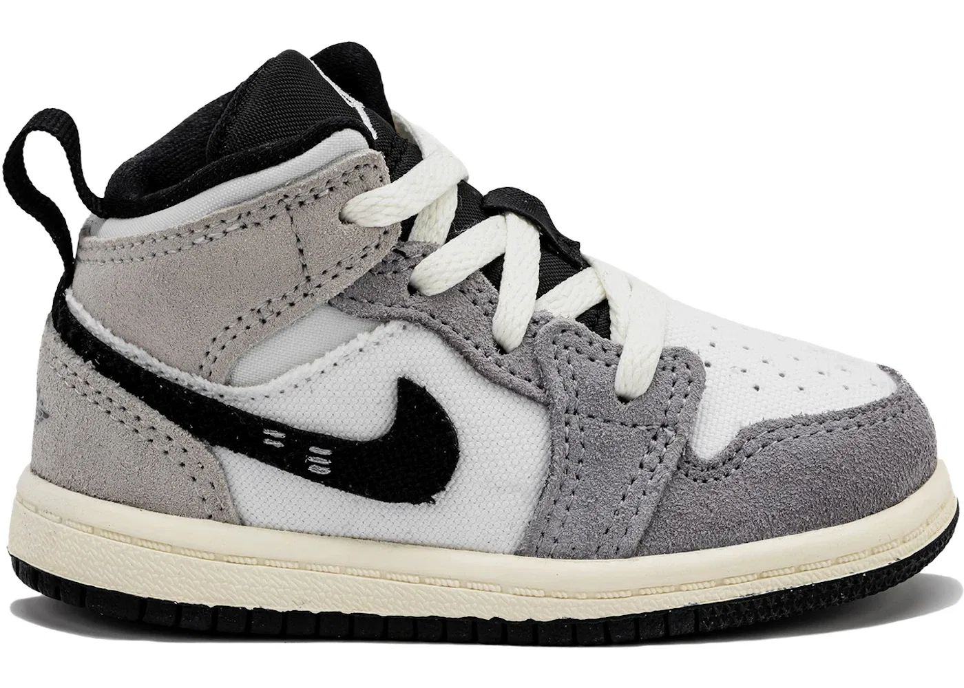 Детские кроссовки lifestyle с принтом Jordan 1 Mid SE Craft White Cement Grey Black Jordan, Cement Grey White Tech Grey Black