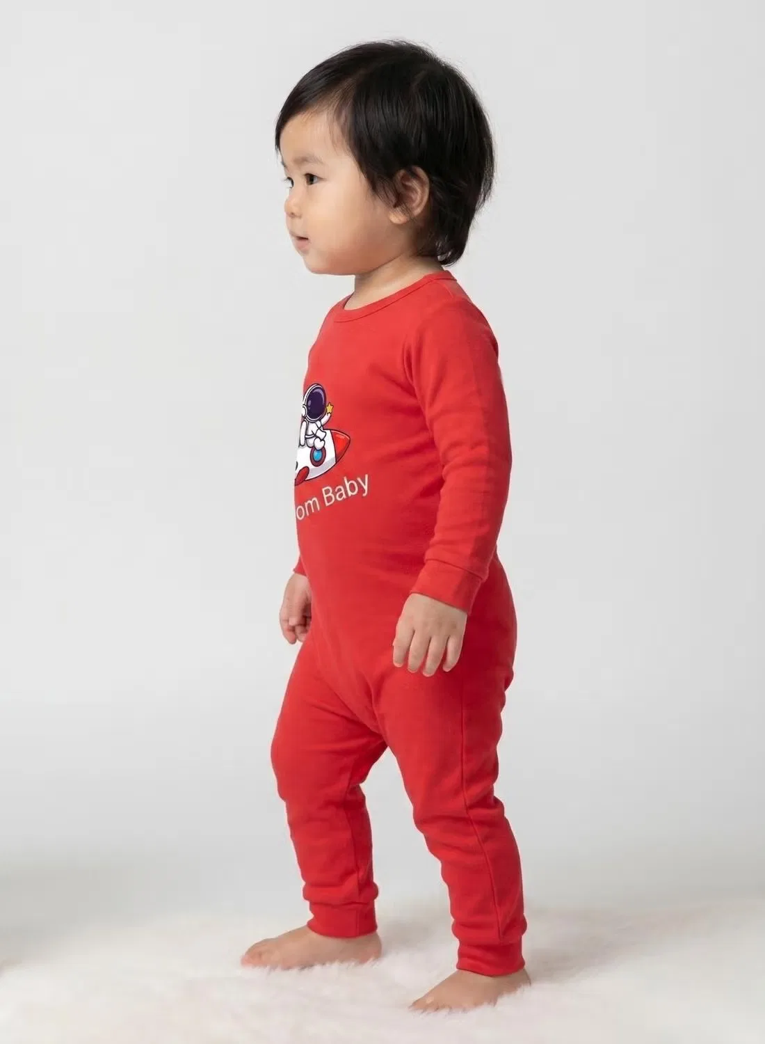 Боди-комбинезон детский с принтом ракеты Baby zoom Babyqlo, красный — фото 3