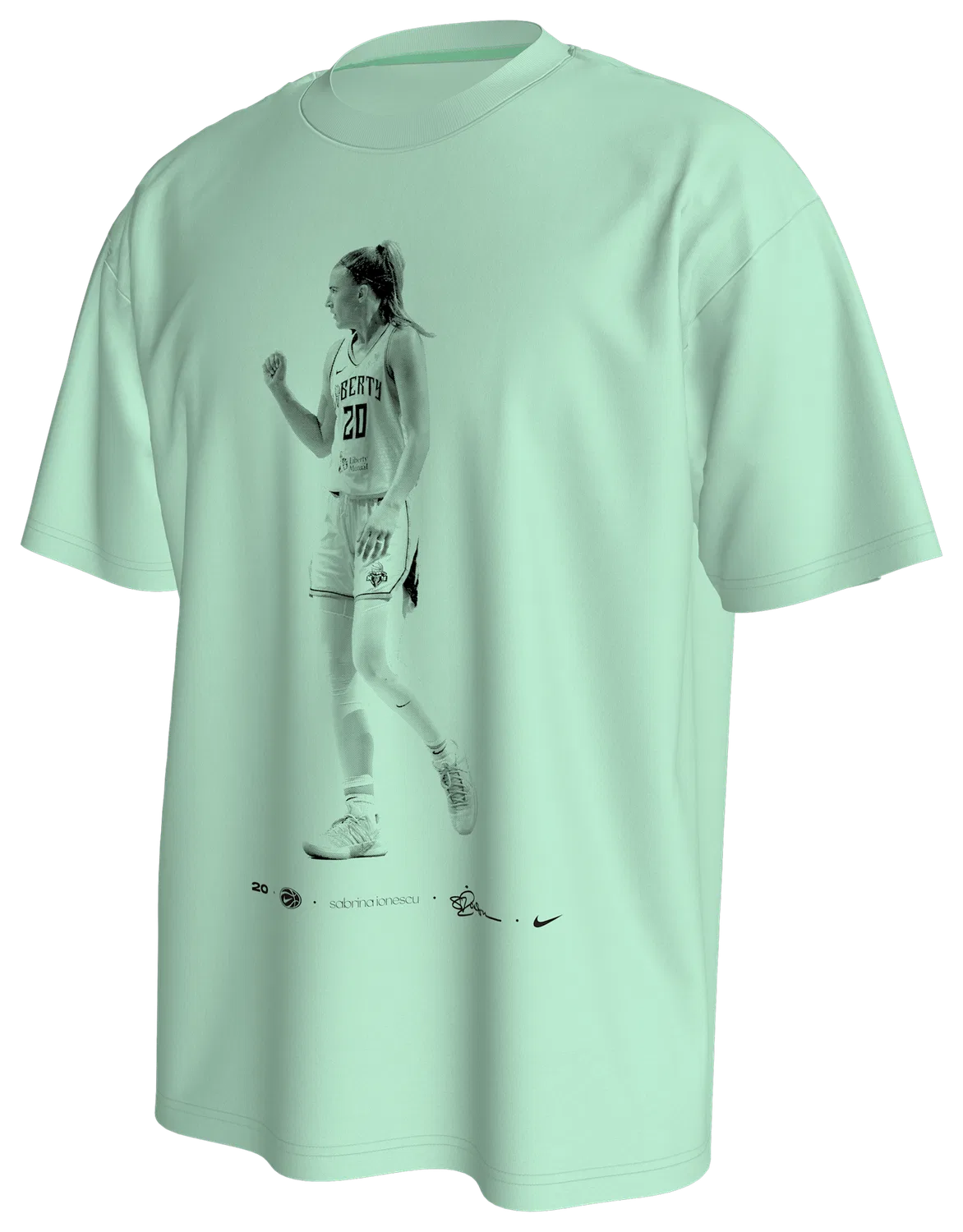 Женская футболка оверсайз с принтом Sabrina SS Tee Nike, Mint Foam — фото 3