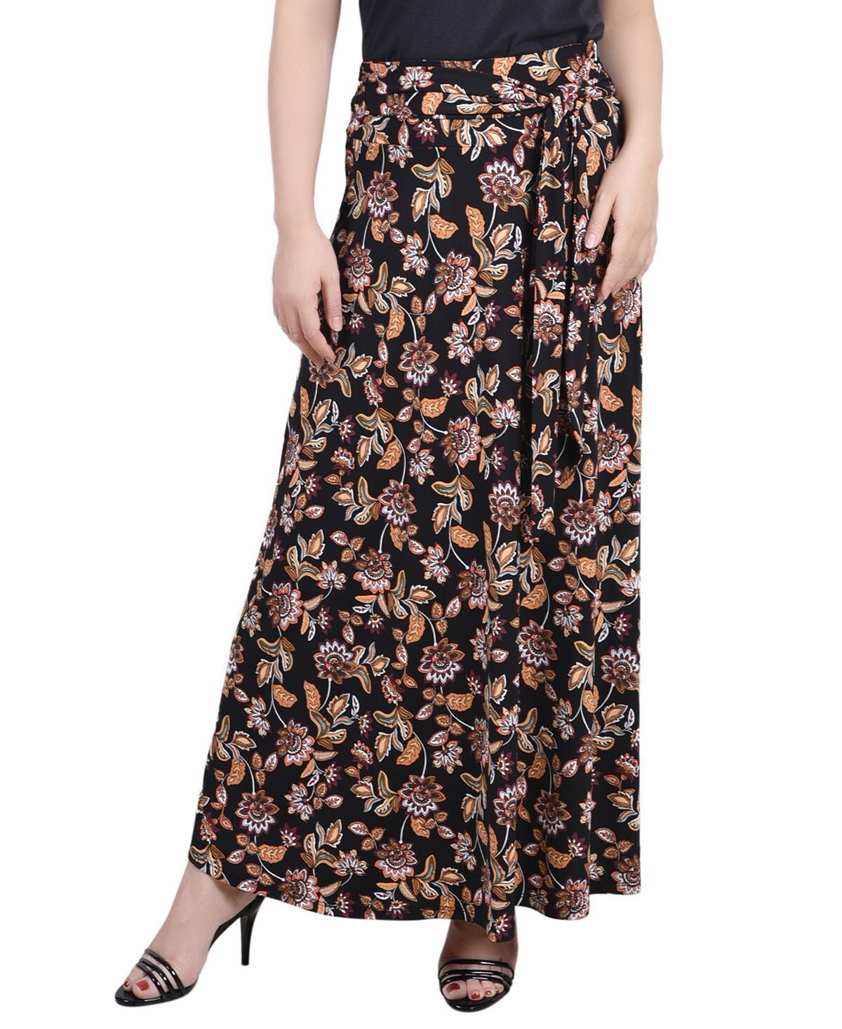 

Миниатюрная длинная юбка с поясом на талии NY Collection, мульти
