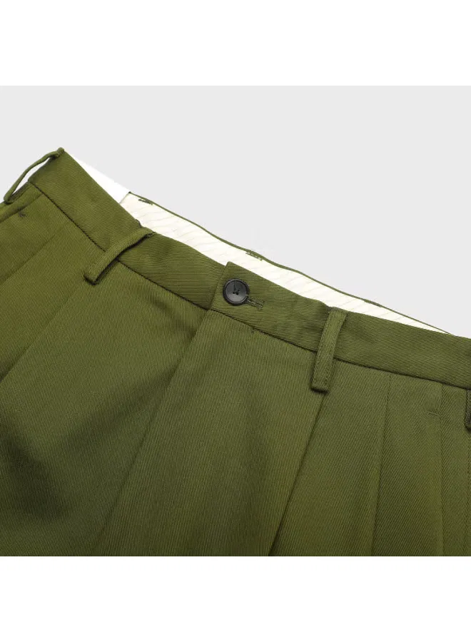 Брюки свободные прямые хлопковые Zara, темно-зеленый — фото 4