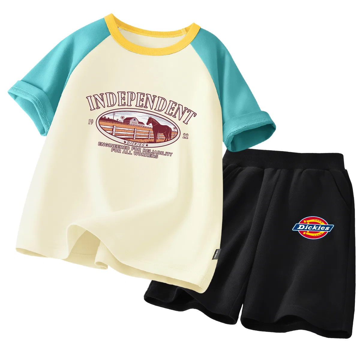 Детский спортивный комплект с принтом S Farm Cream Blue+S Logo K Black Dickies, S Farm Cream Blue+S Logo K Black
