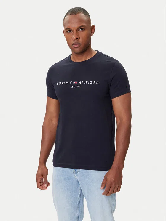 Футболка slim fit Core Logo Tee Tommy Hilfiger, темно-синий