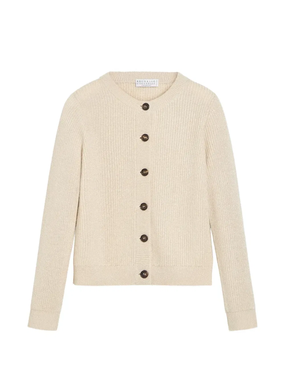 Кашемировый кардиган в рубчик Brunello Cucinelli Kids, бежевый