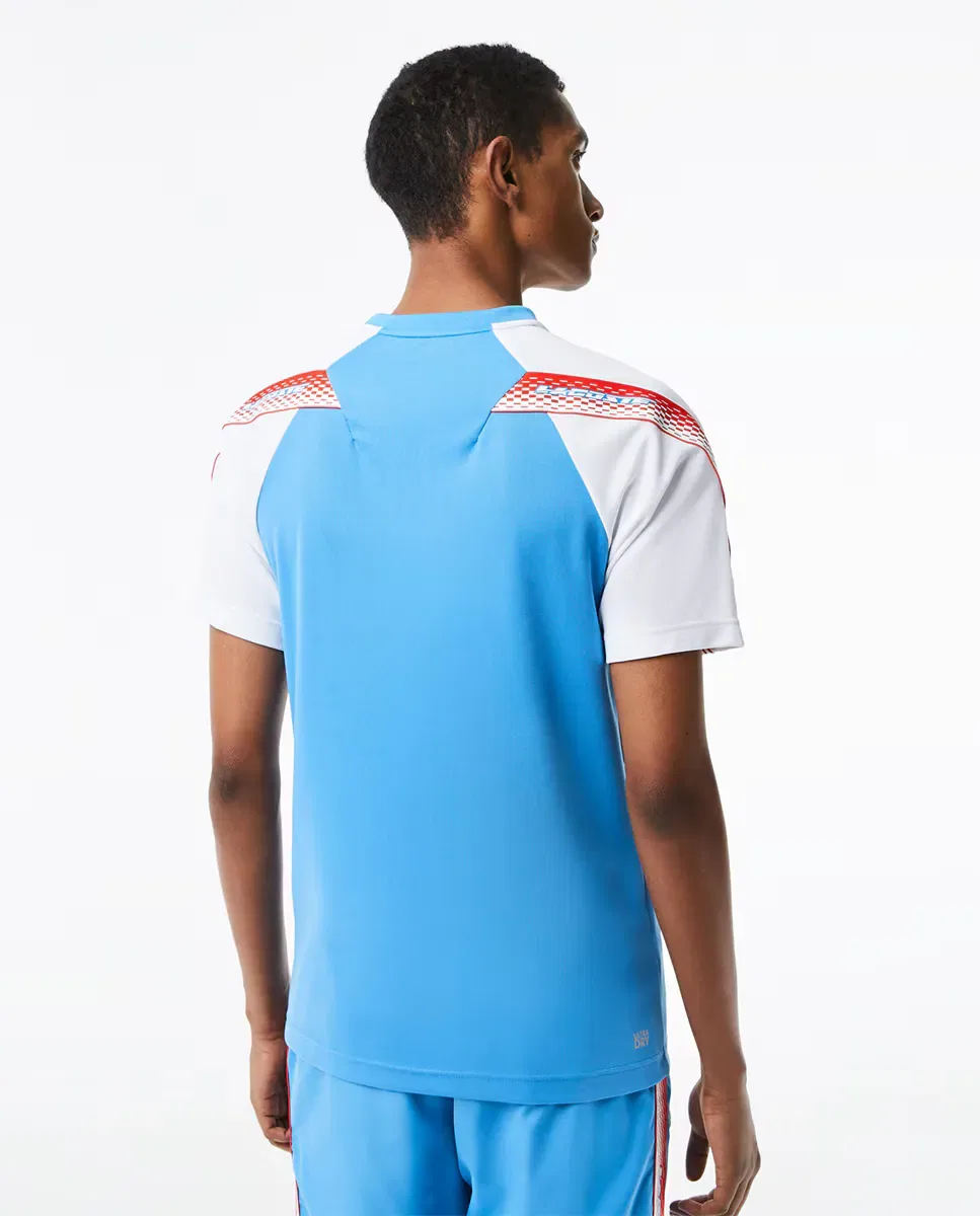 Мужская футболка Lacoste Sport с принтом, технология ultra-dry, Azul — фото 2