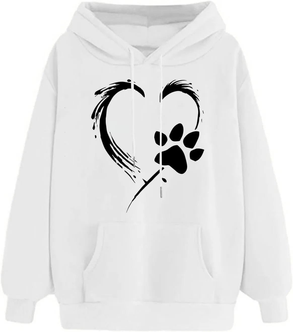 Женский свитшот с принтом Love Heart Dog Paw Print, белый