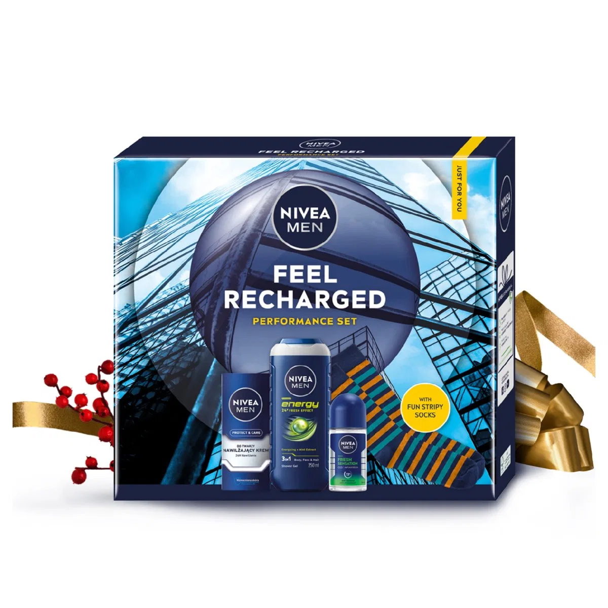 Набор косметики для мужчин Feel Recharged Nivea, Black Burgundy Floral