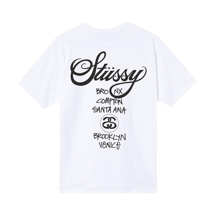 Футболка Stussy x Dover Street Market World Tour Tee 'White', белый — фото 3