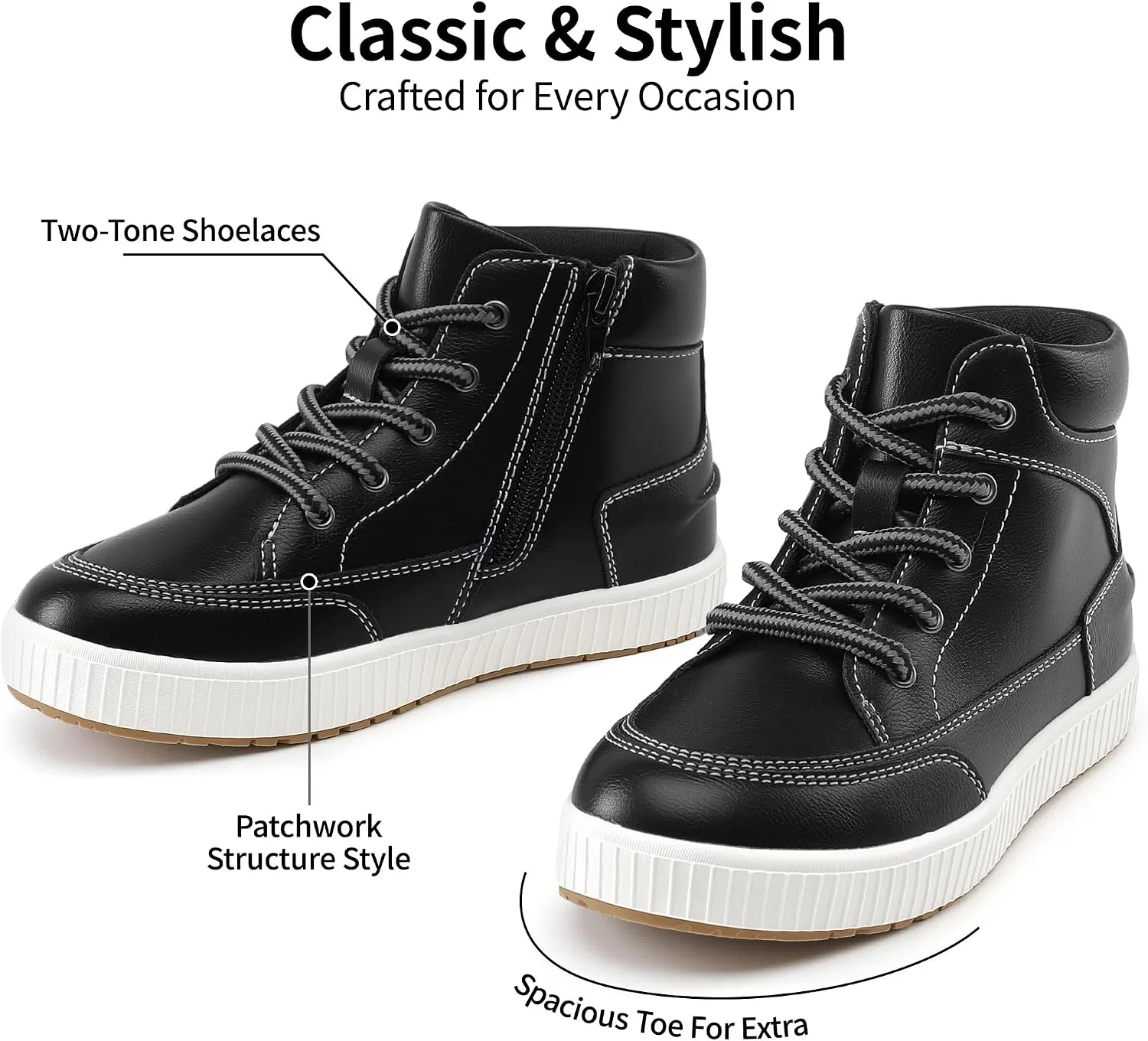 Детские ботинки с высоким берцем и боковой молнией для мальчиков shoeslocker, Black — фото 4
