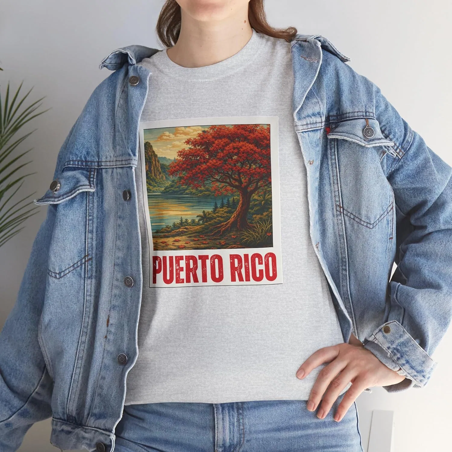 Мужская футболка с принтом Puerto Rico Scenic Boricua Heritage Mountain Flamboyan, пепельный — фото 2