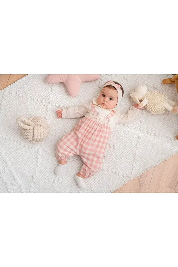 Детский комбинезон для девочек хлопковый Valia Baby, Pink — фото 2