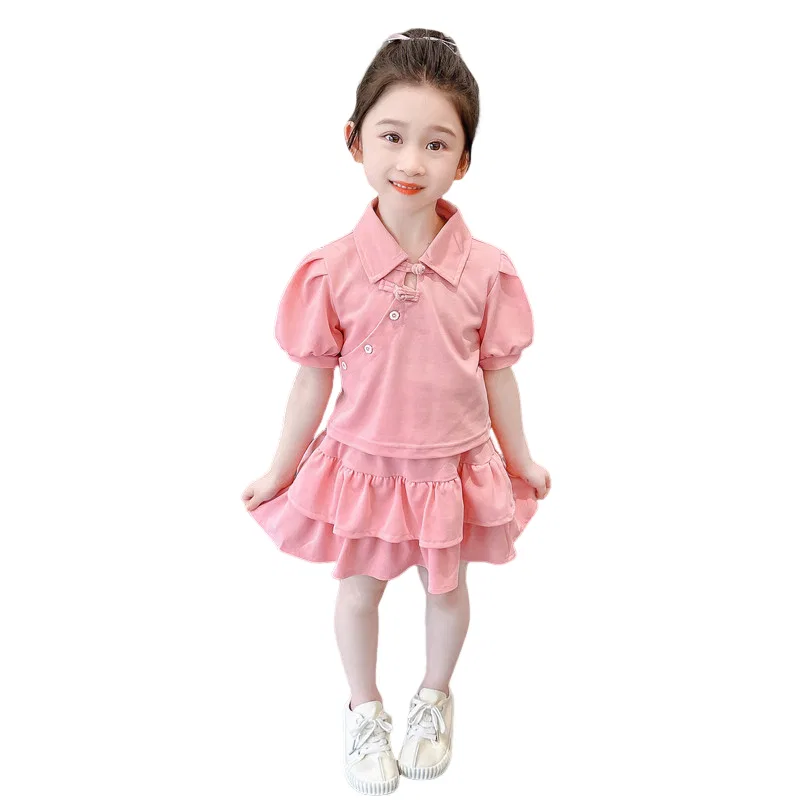 Детский комплект из топа и юбки Lanza, Orange Pink