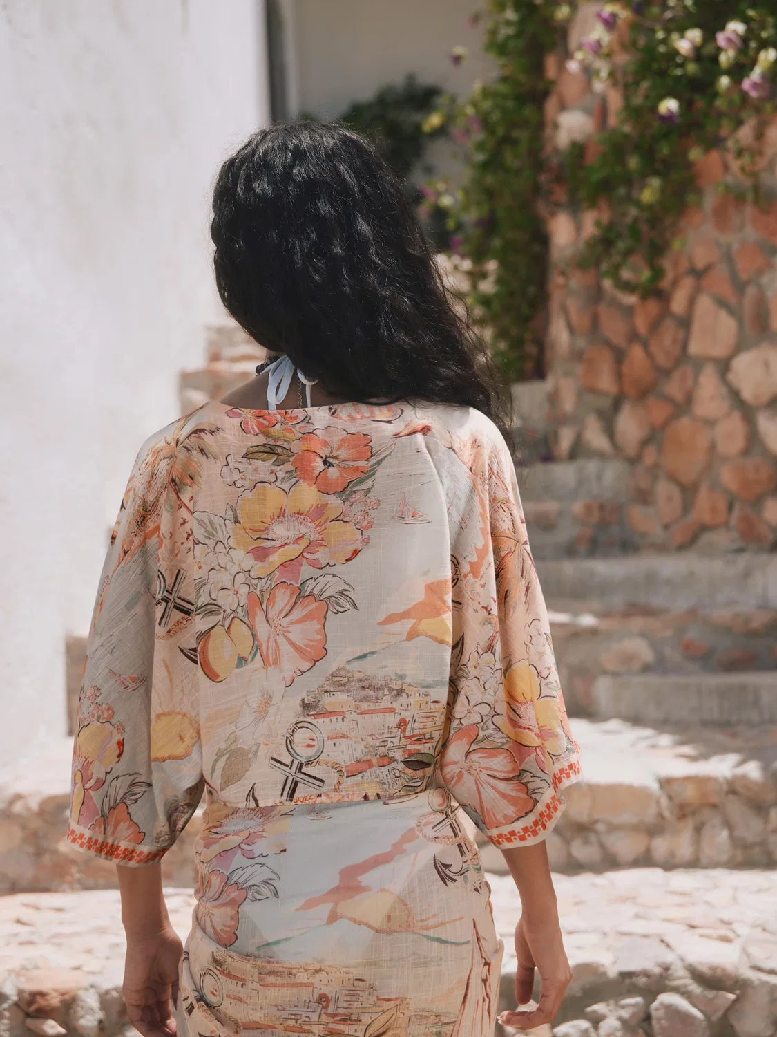 Пляжная накидка с принтом пальм, Mediterranean Scenic Print Next, Многоцветный — фото 3