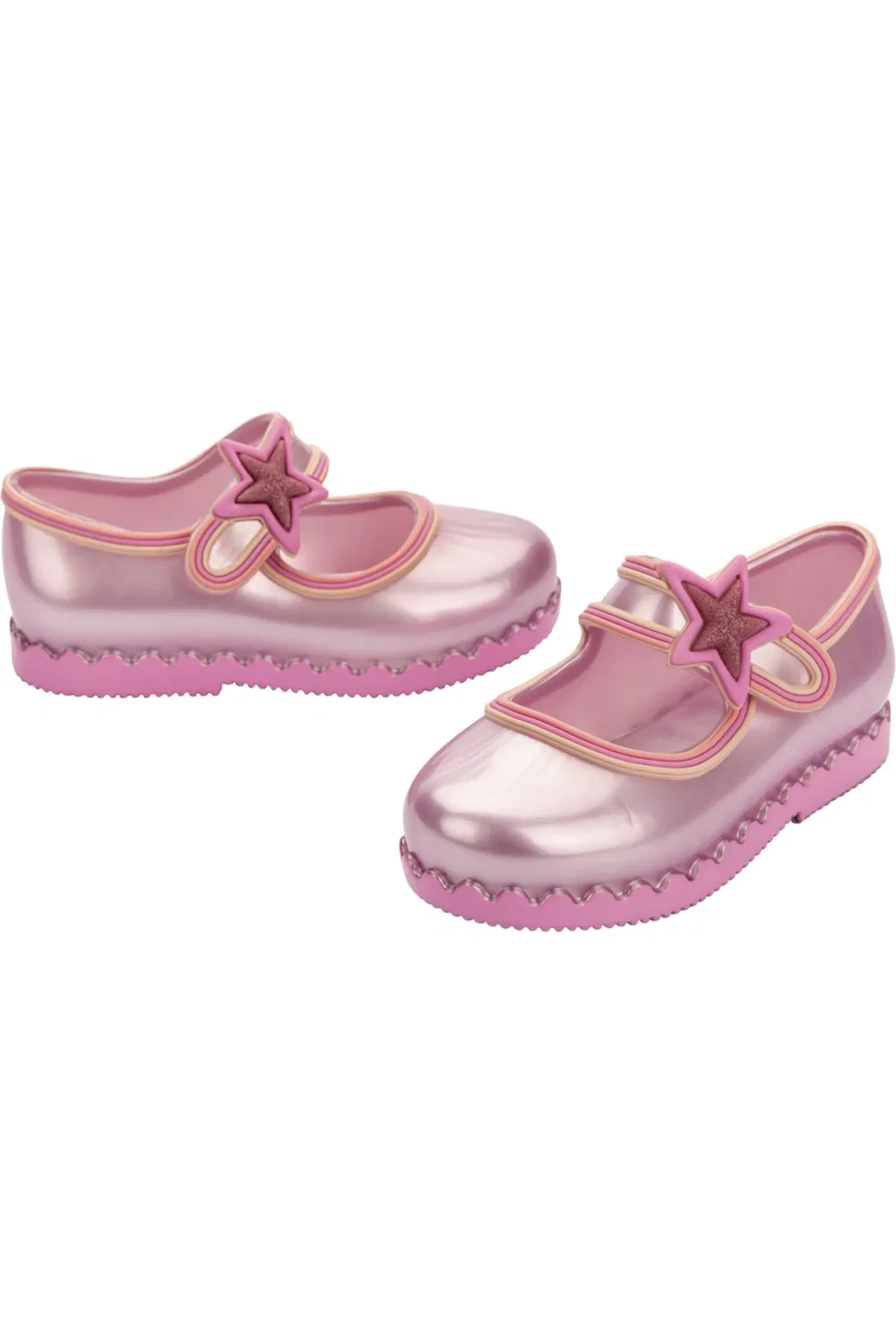 Туфли детские балетки на липучке Hip Ballerina Mary Jane Flat Mini Melissa, Pearly Pink — фото 4