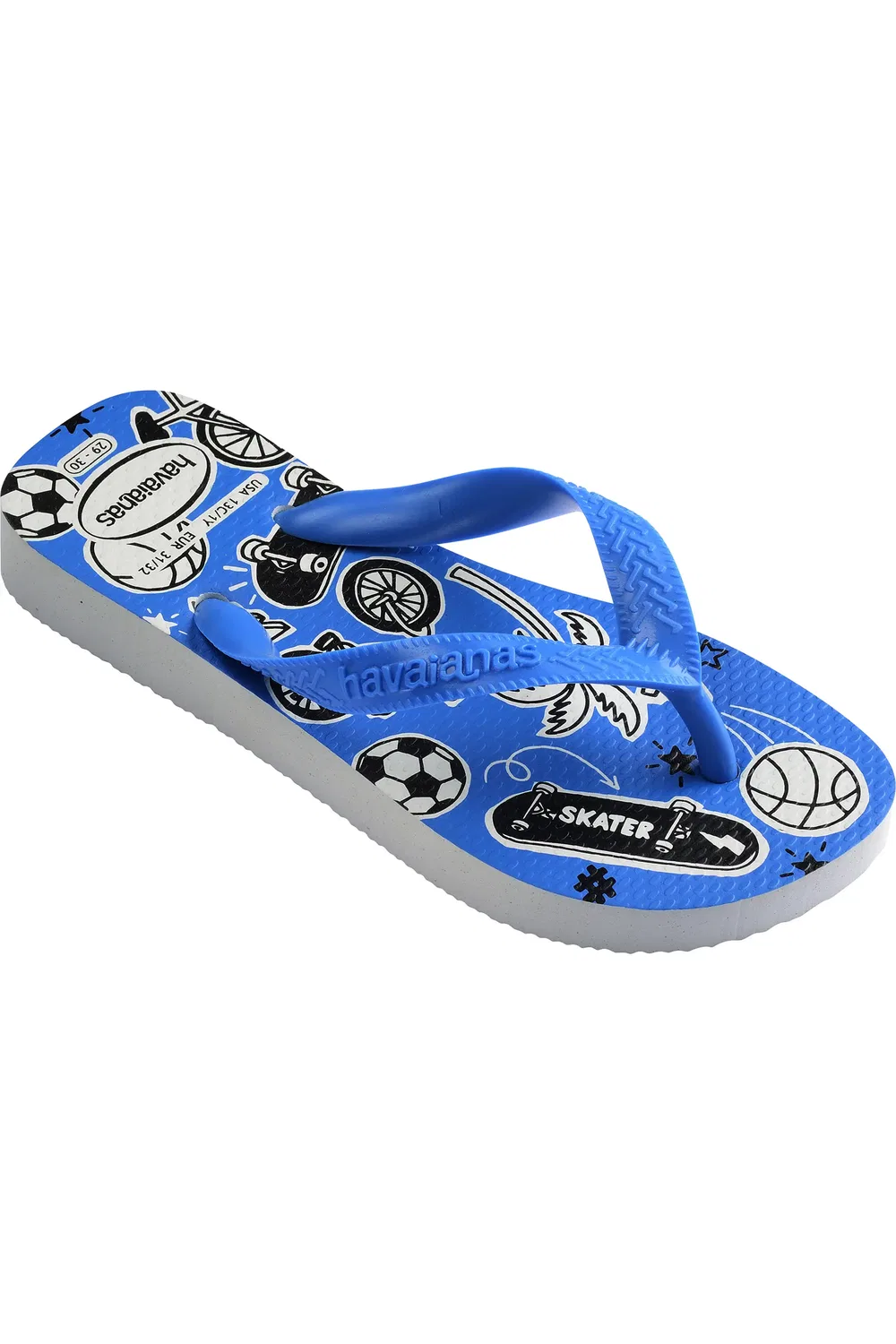 Сандалии детские с контурной стелькой Printed Footbed Havaianas, белый/синий