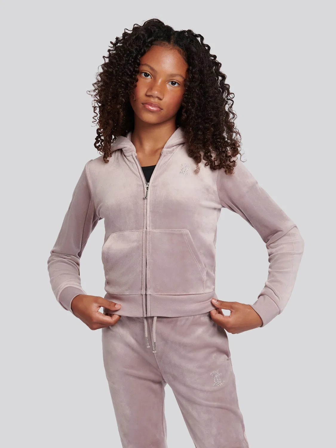Худи на молнии с диамантами Juicy Couture, фиолетовый — фото 2