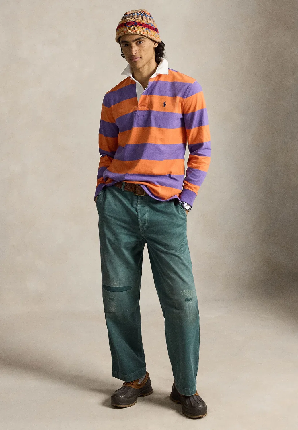 Знаменитая регбийная рубашка - поло Polo Ralph Lauren, Purpl Lilac/Kona Orange — фото 2