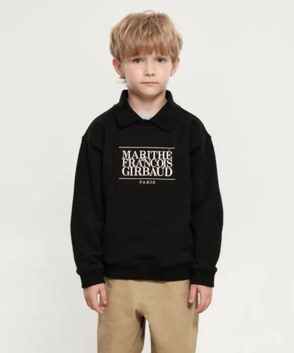 Свитшот детский с логотипом, классический, Marithé Kids, черный